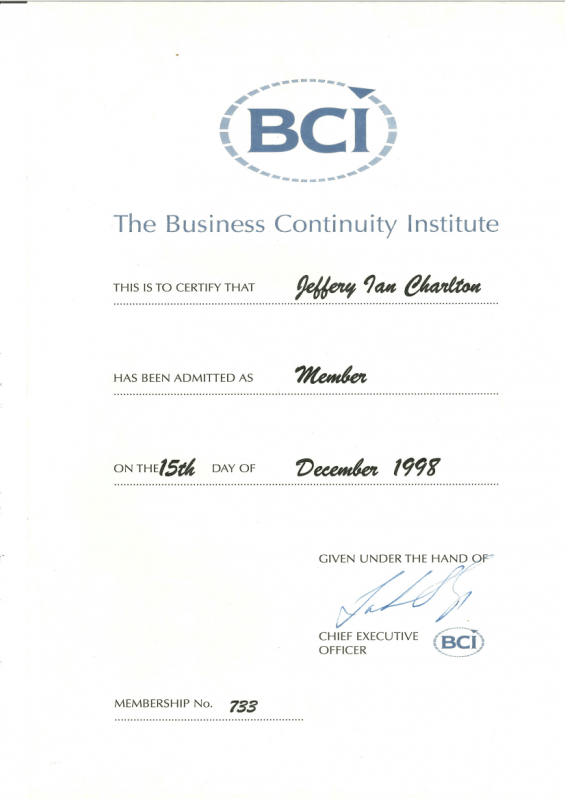 mouldillness Mycotoxins Jeff Charlton certified from The Business Continuity Institute