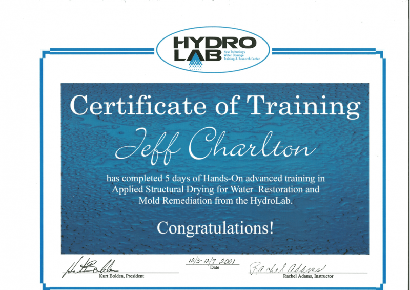 Mouldillness Mycotoxins Jeff Charlton certified from HYDRO LAB
