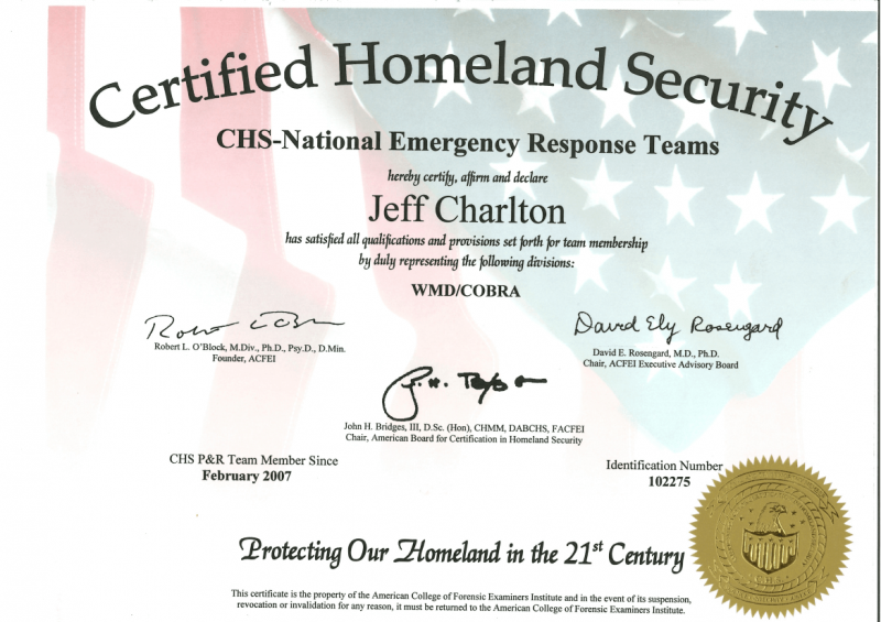 Mouldillness Mycotoxins Jeff Charlton passed from Homeland Security for CHS- National Emergency Response Teams.